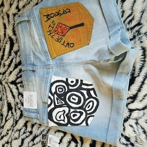 Painted pocket shorts custom denim